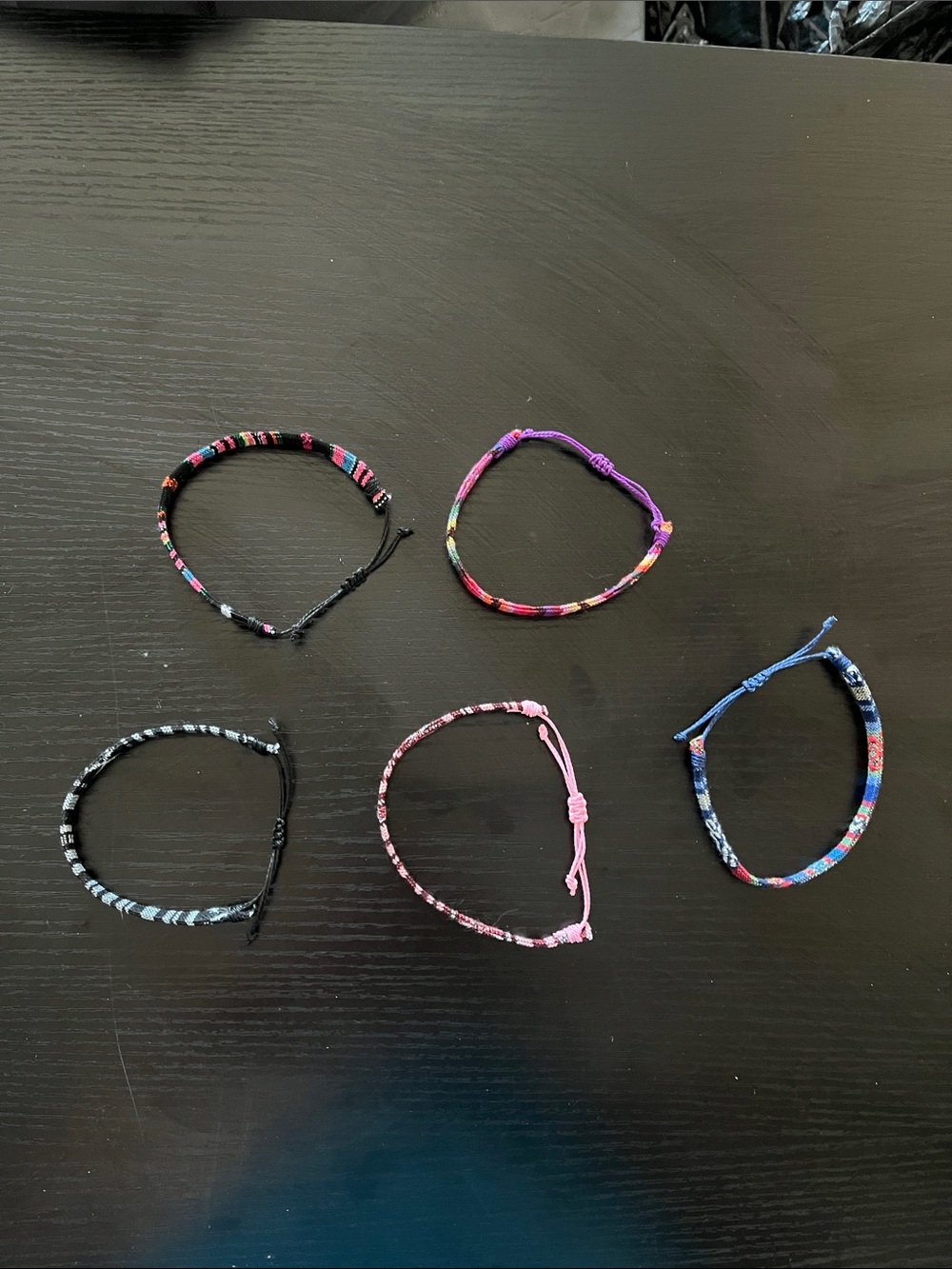 (NWOT) Adjustable Multicolor Woven Friendship Bracelets - Set of 5